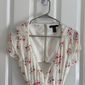 Open Back Chiffon White Floral Dress
